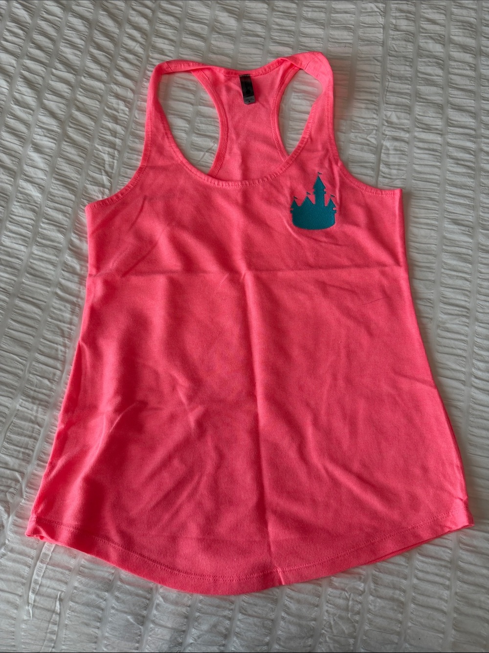 Disney Castle Themed Neon Pink Racerback Tank